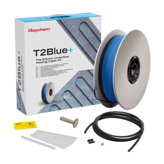 R-BL12P-15M-180W/T0 - Przewód grzejny podłogowy T2Blue+ 12 W/m, 180 W, 230 V, 15 m, bez termostatu - Chemelex Raychem
