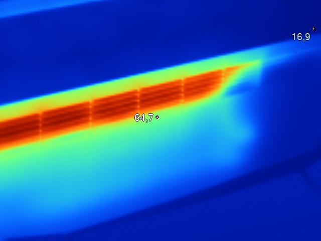 Termowizja radiatora - rozkład temperatury na grzejniku