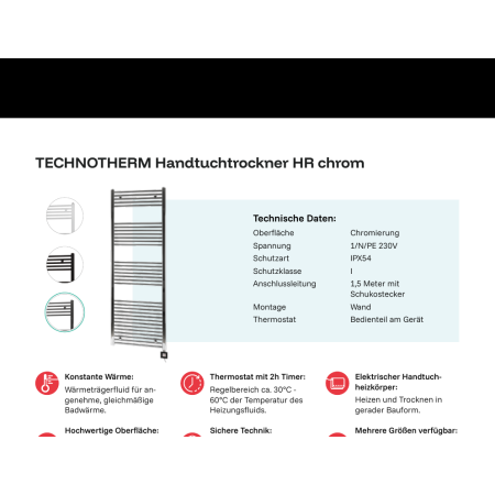 Grzejnik łazienkowy HRC 60/180 TECHNOTHERM