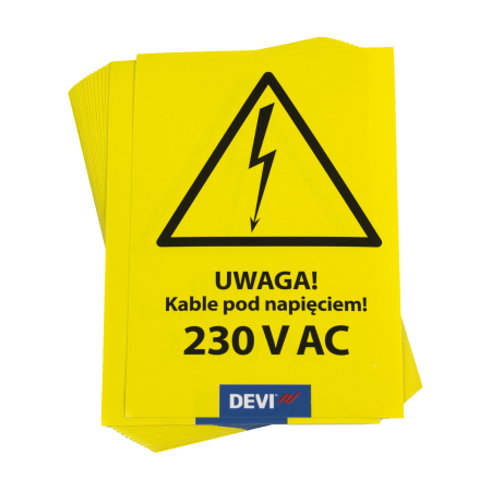 Naklejka ostrzegawcza DEVI - kable pod napięciem