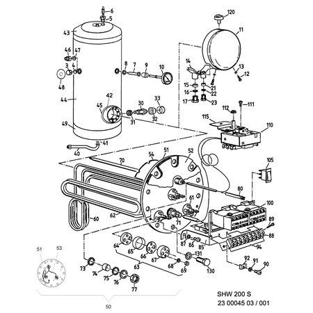 Rysunek serwisowy STIEBEL ELTRON 266830 - Rysunek serwisowy SHW 200 S 04/2002-05/2013