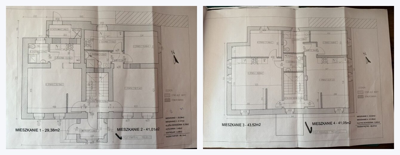 Podkłady rzutów parteru i piętra do wstępnego doboru ogrzewania